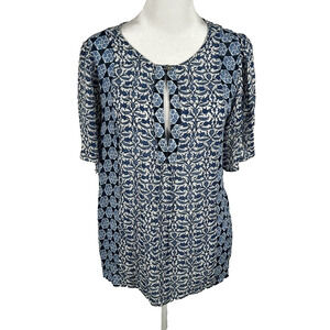 Lucky Brand Blue and White Patterned Blouse